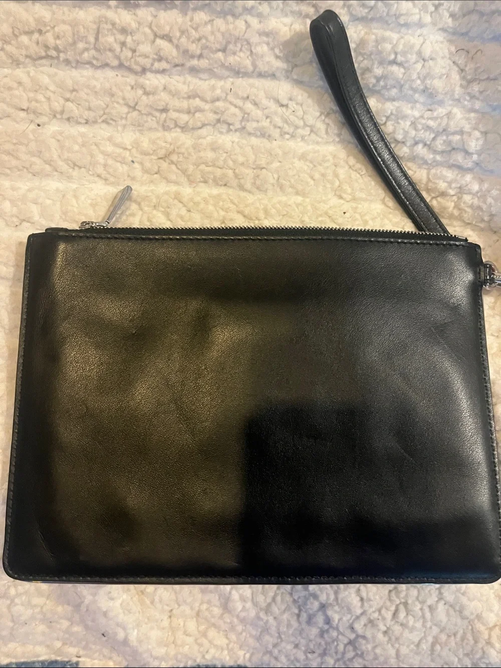 Michael Kors Black Quilted Leather Wristlet Pouch with MK Logo